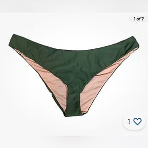 J Crew Curved Waist Cheeky Bikini Bottom Safari Green - M
